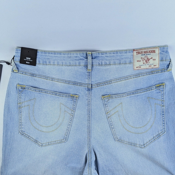 True Religion Sarah High Rise Straight Leg Jean Light Endless Blue Wash 31 NWT - Picture 3 of 16